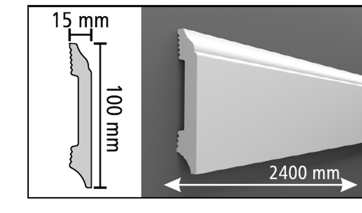 Boyanabilir Süpürgelik D306 - 100 x 2400 x 15 mm