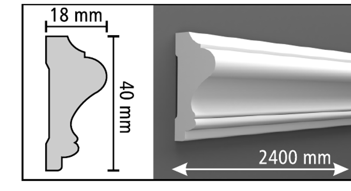 Boyanabilir Duvar Çıtası D110 - 40 x 2400 x 18 mm