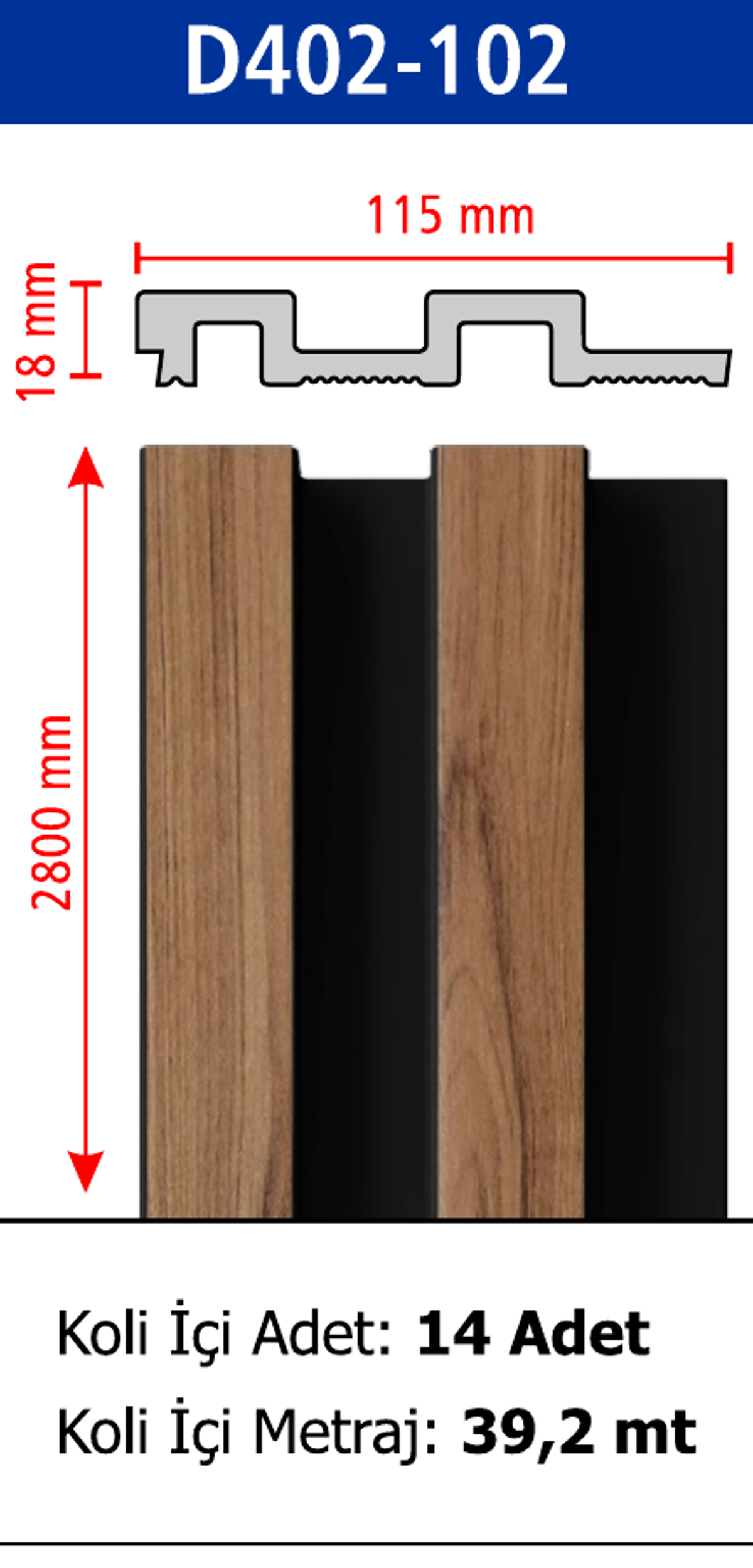 Polimer Lambiri D402-102 - 115 x 2800 x 18 mm