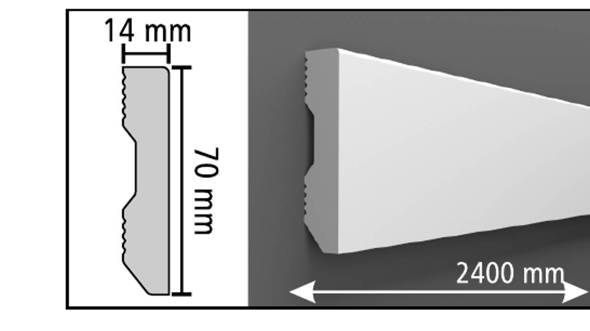 Boyanabilir Süpürgelik D307 - 70 x 2400 x 14 mm
