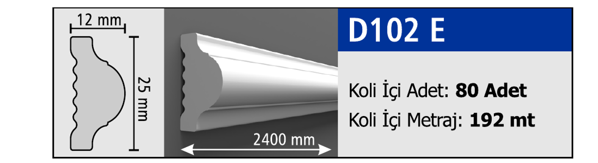 Boyanabilir Duvar Çıtası D102E - 25 x 2400 x 12 mm
