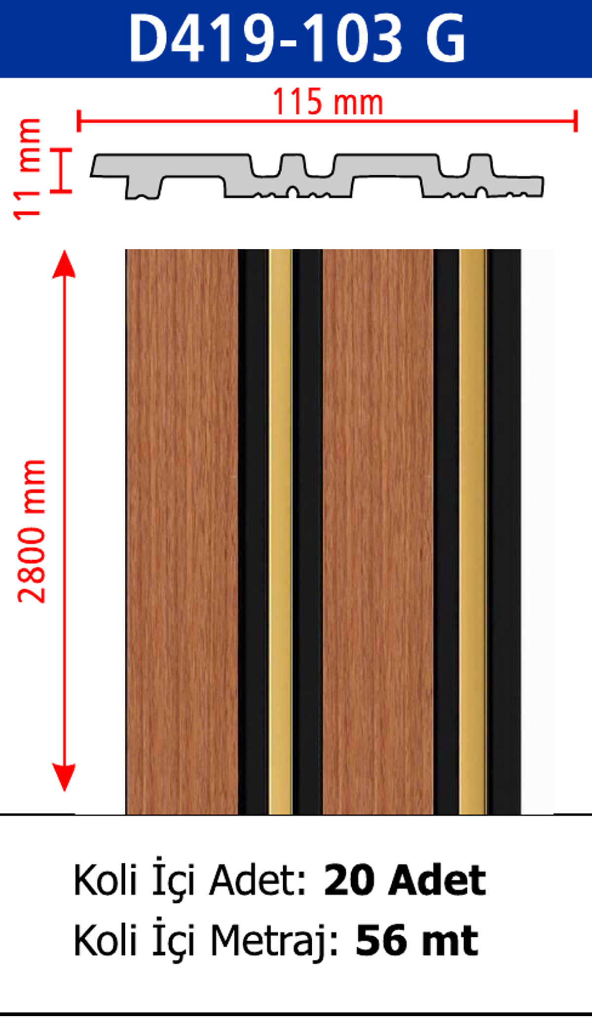 Polimer Lambiri D419-103 - 115 x 2800 x 11 mm
