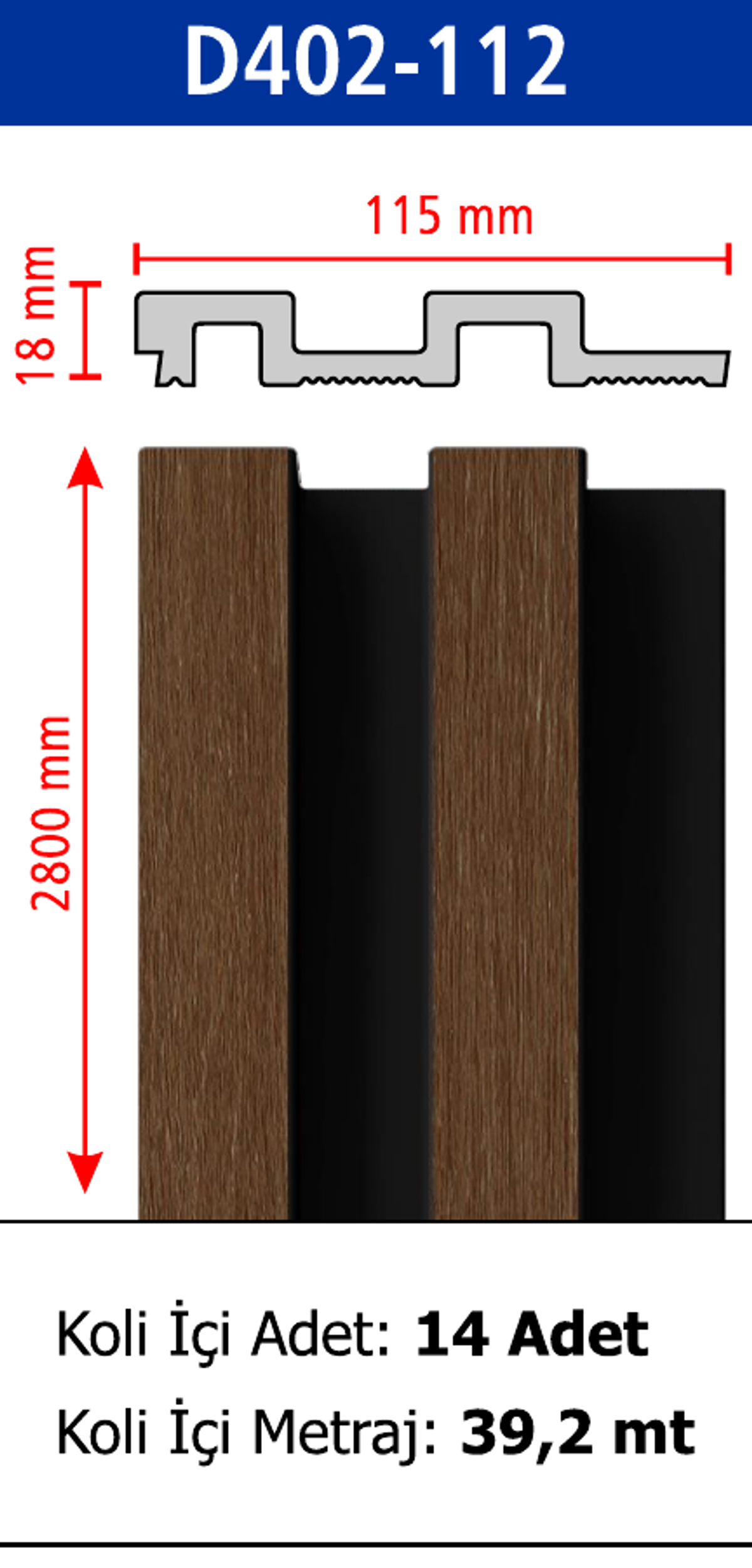 Polimer Lambiri D402-112 - 115 x 2800 x 18 mm