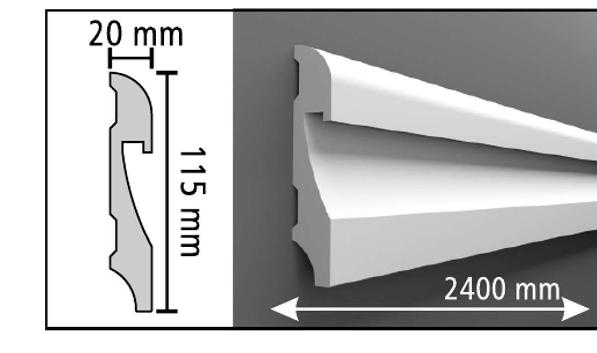 Boyanabilir Süpürgelik D304 - 115 x 2400 x 20 mm