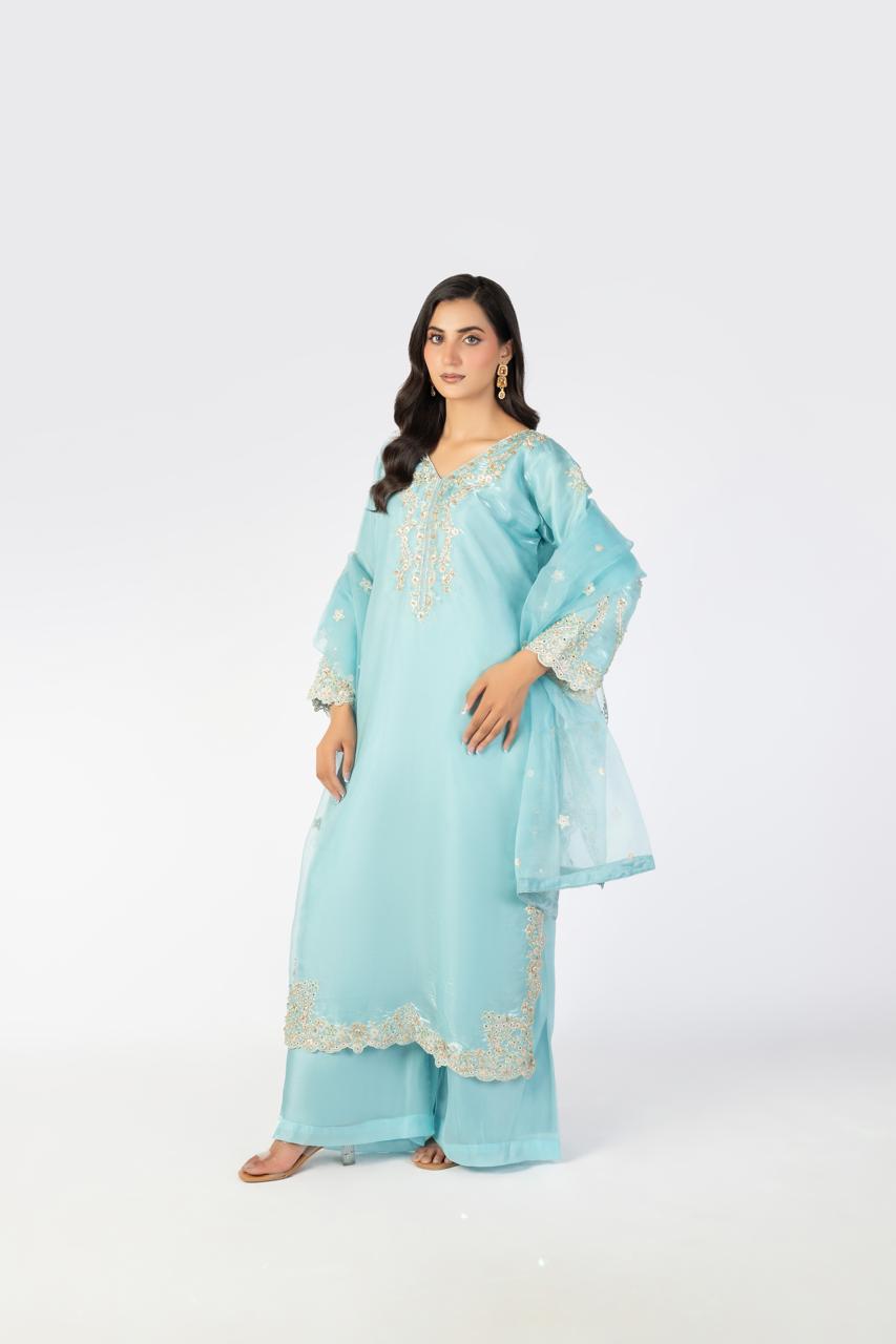 Sky Blue Pure Sheesha Silk - Image 1 thumbnail 3