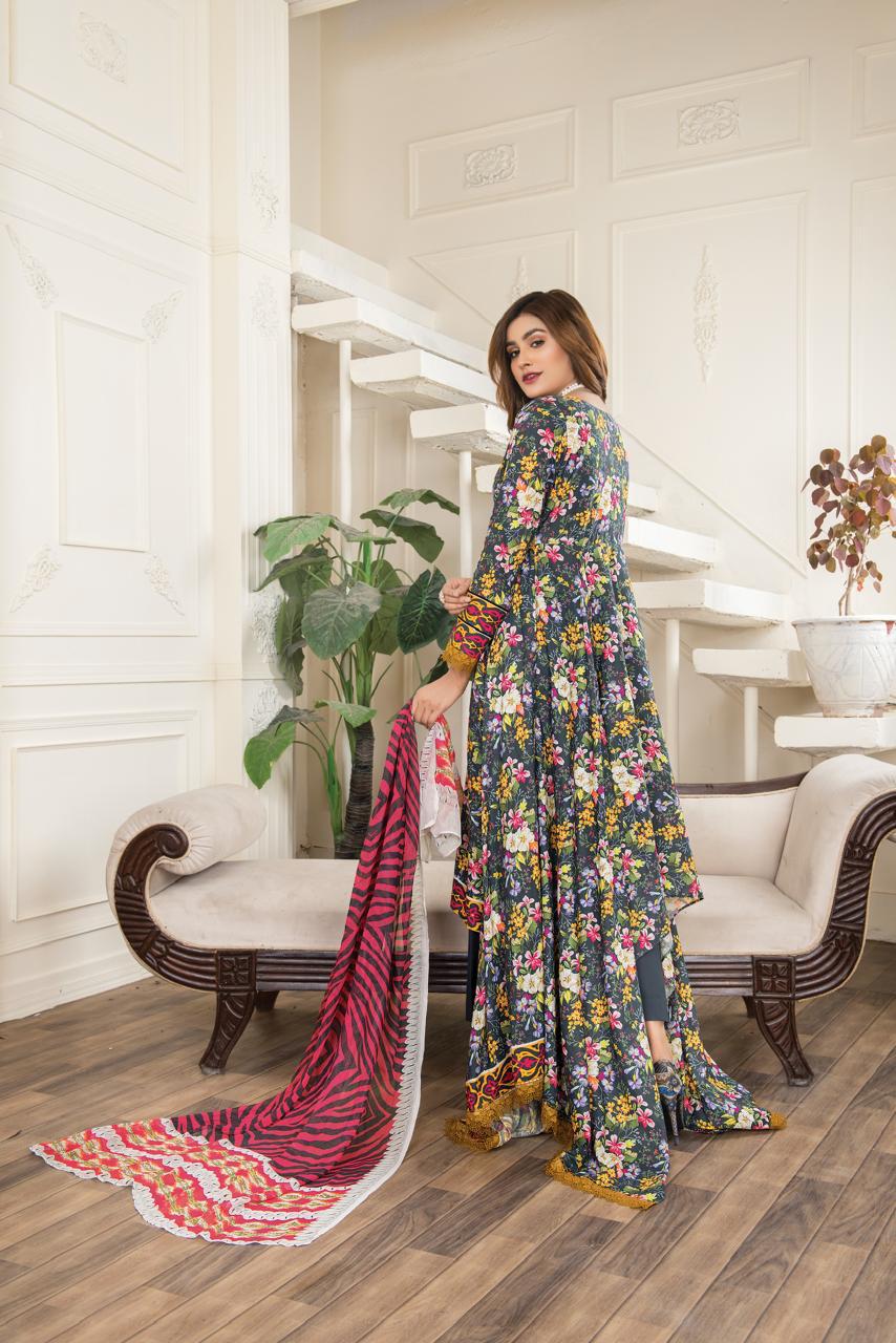 Digital Print Lawn & Chiffon Suit - Design 5 image 1 thumbnail 2