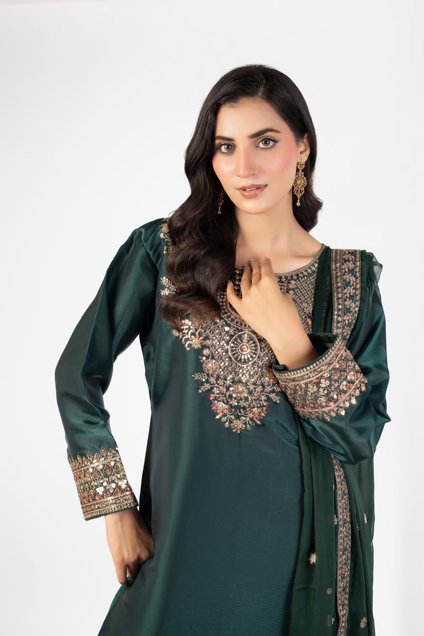 Deep Emerald Green Pure Sheesha Silk - Image 1 thumbnail 2