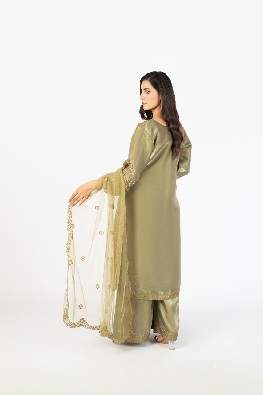 Olive Green Pure Sheesha Silk - Image 1 thumbnail 3