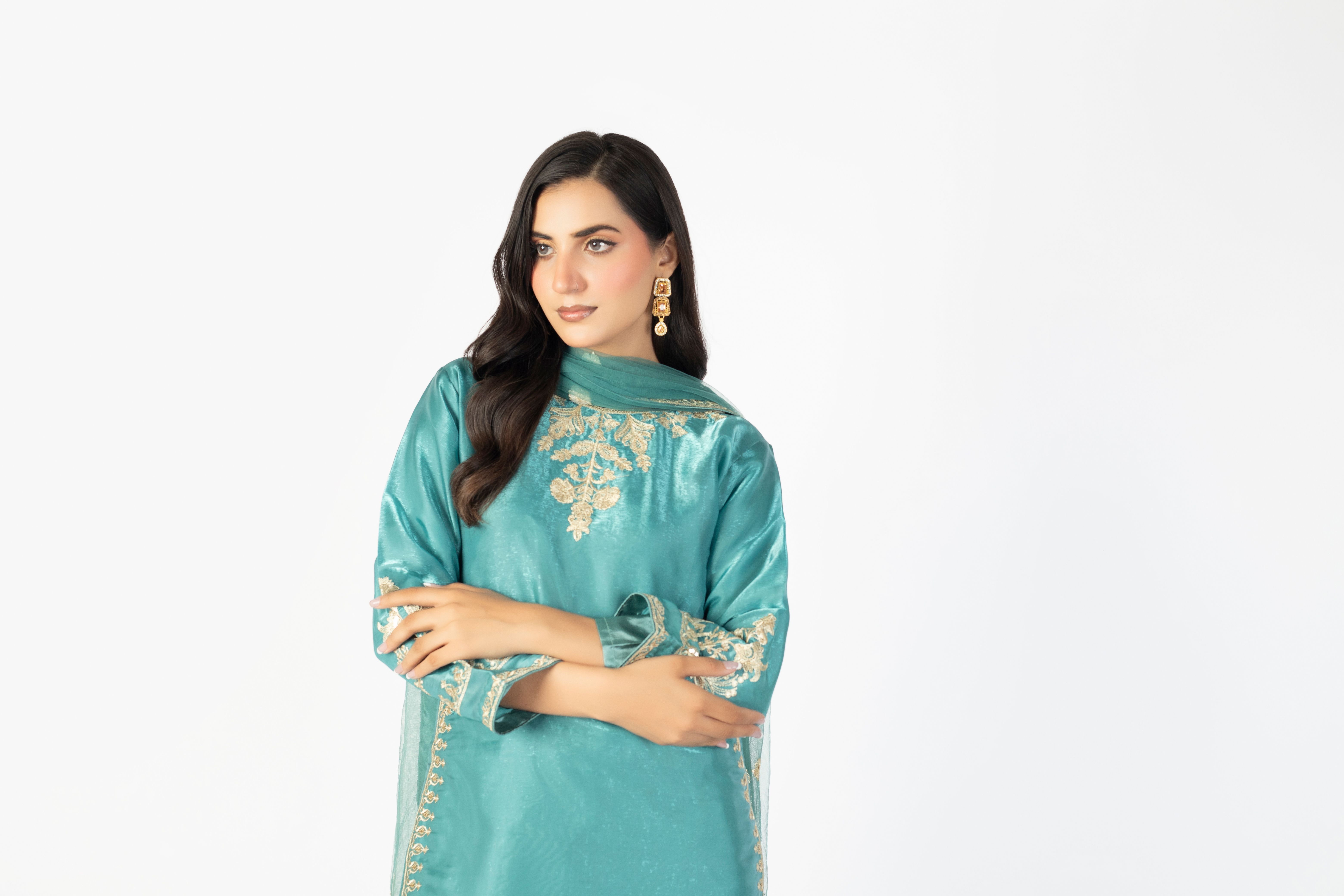 Luxury Pure Blue Sheesha Silk - Image 1 thumbnail 3