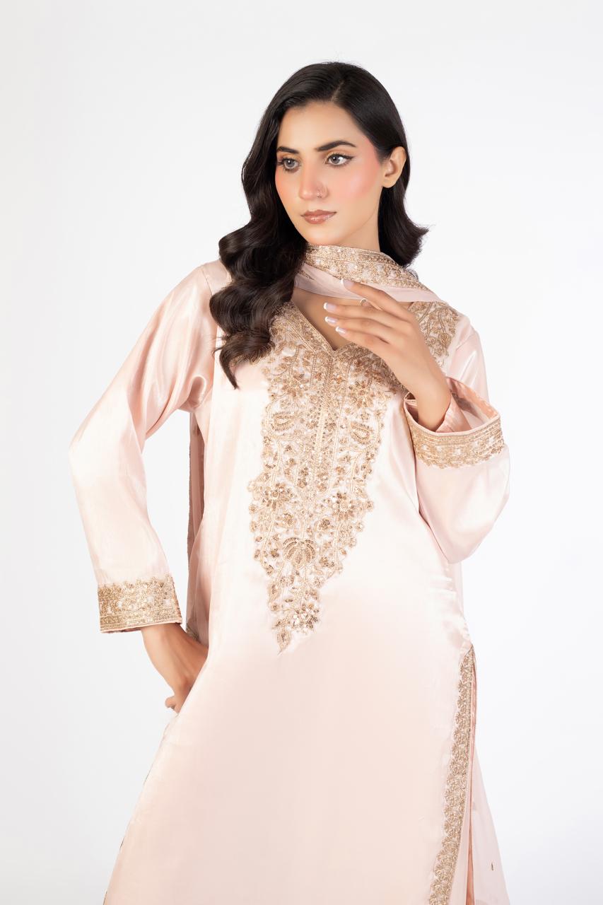 Elegant Pastel Pink Pure Sheesha Silk - Image 1 thumbnail 2