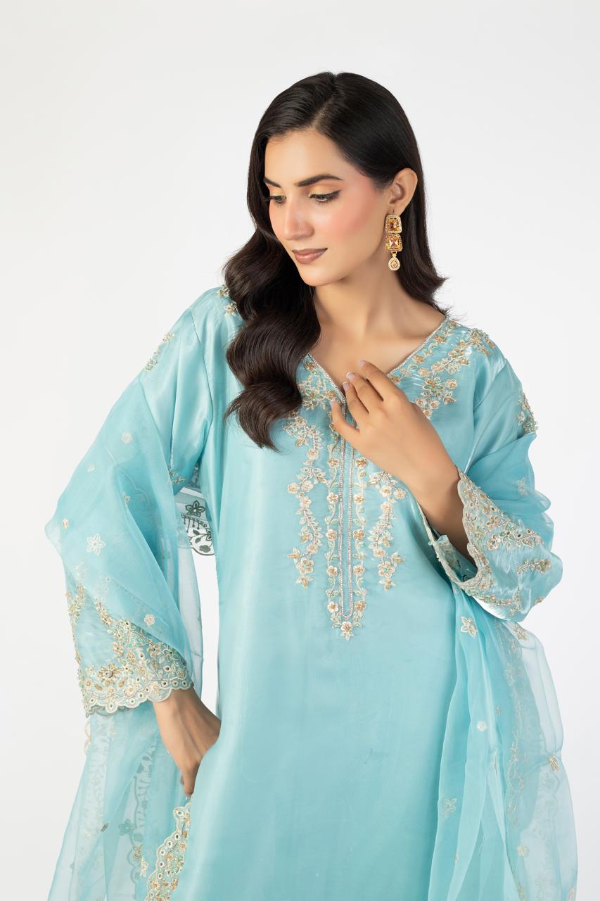 Sky Blue Pure Sheesha Silk - Image 1 thumbnail 5