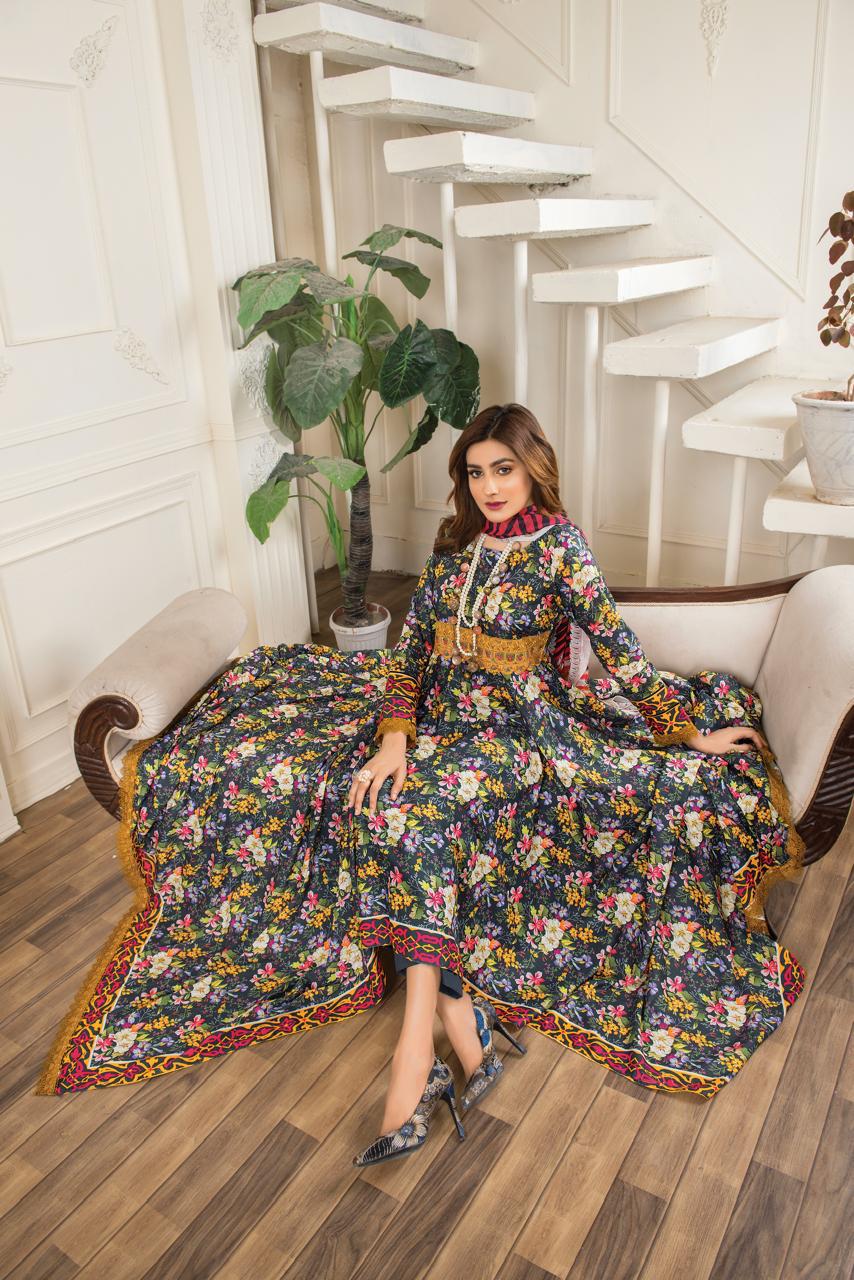 Digital Print Lawn & Chiffon Suit - Design 5 image 1