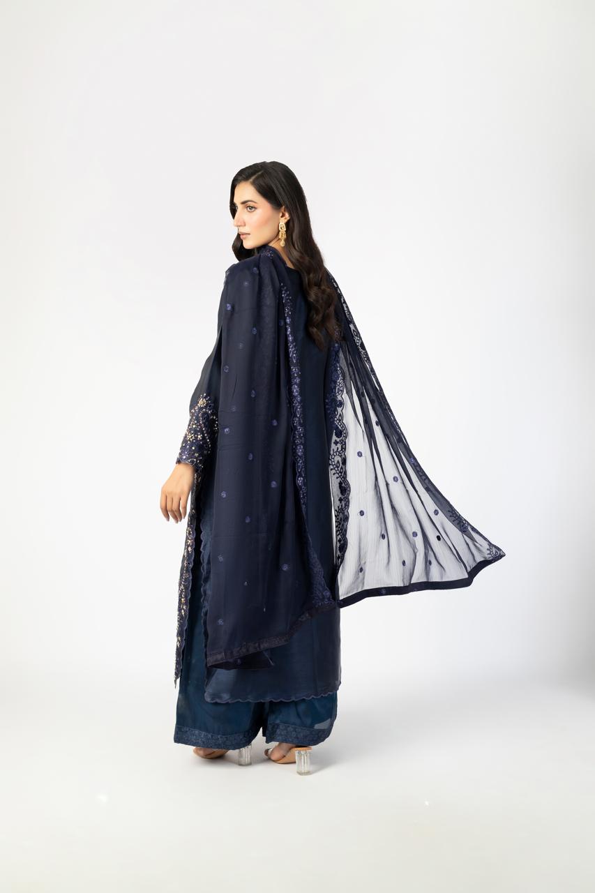 Navy Blue Pure Sheesha Silk - Image 1 thumbnail 5