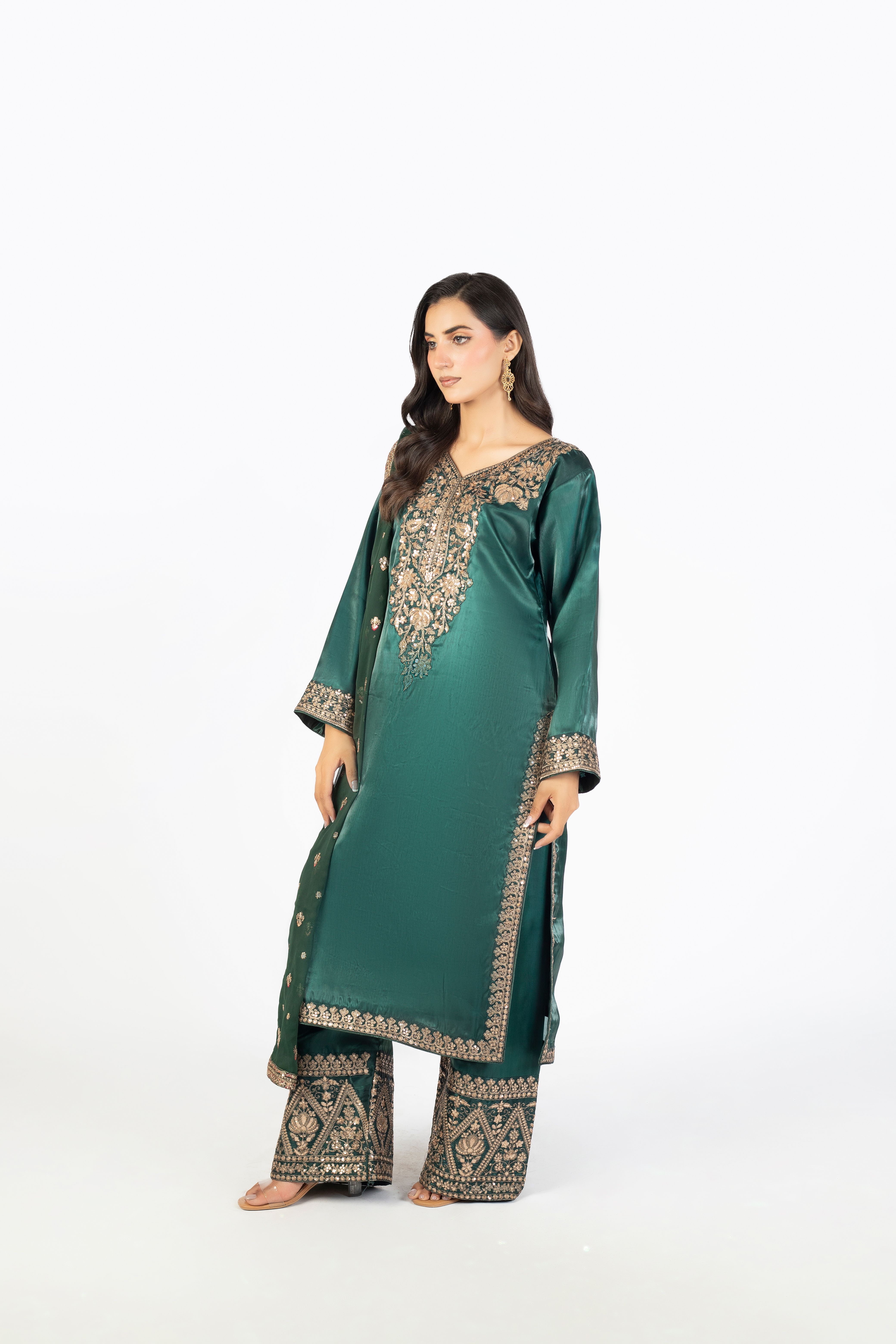 Elegant Bottle Green Pure Sheesha Silk - Image 1 thumbnail 2