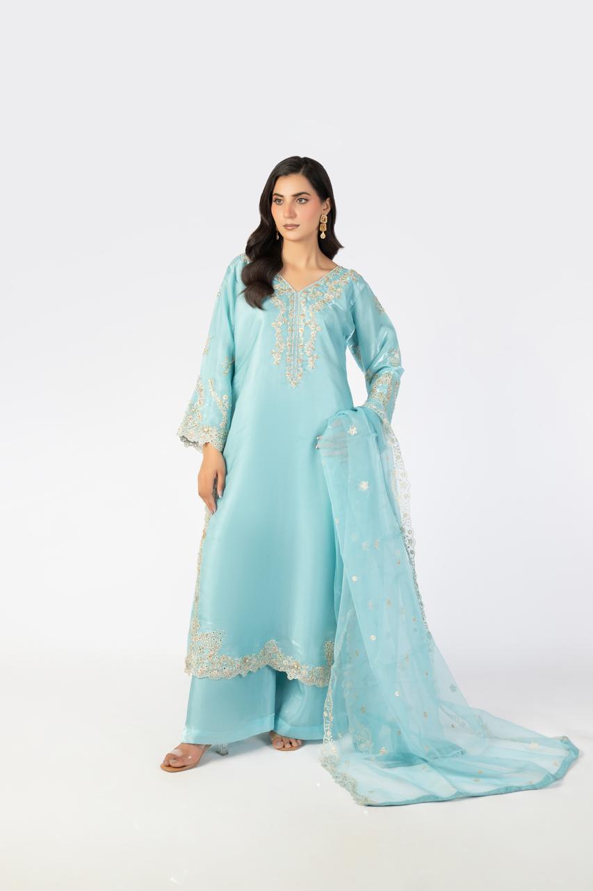 Sky Blue Pure Sheesha Silk - Image 1 thumbnail 2