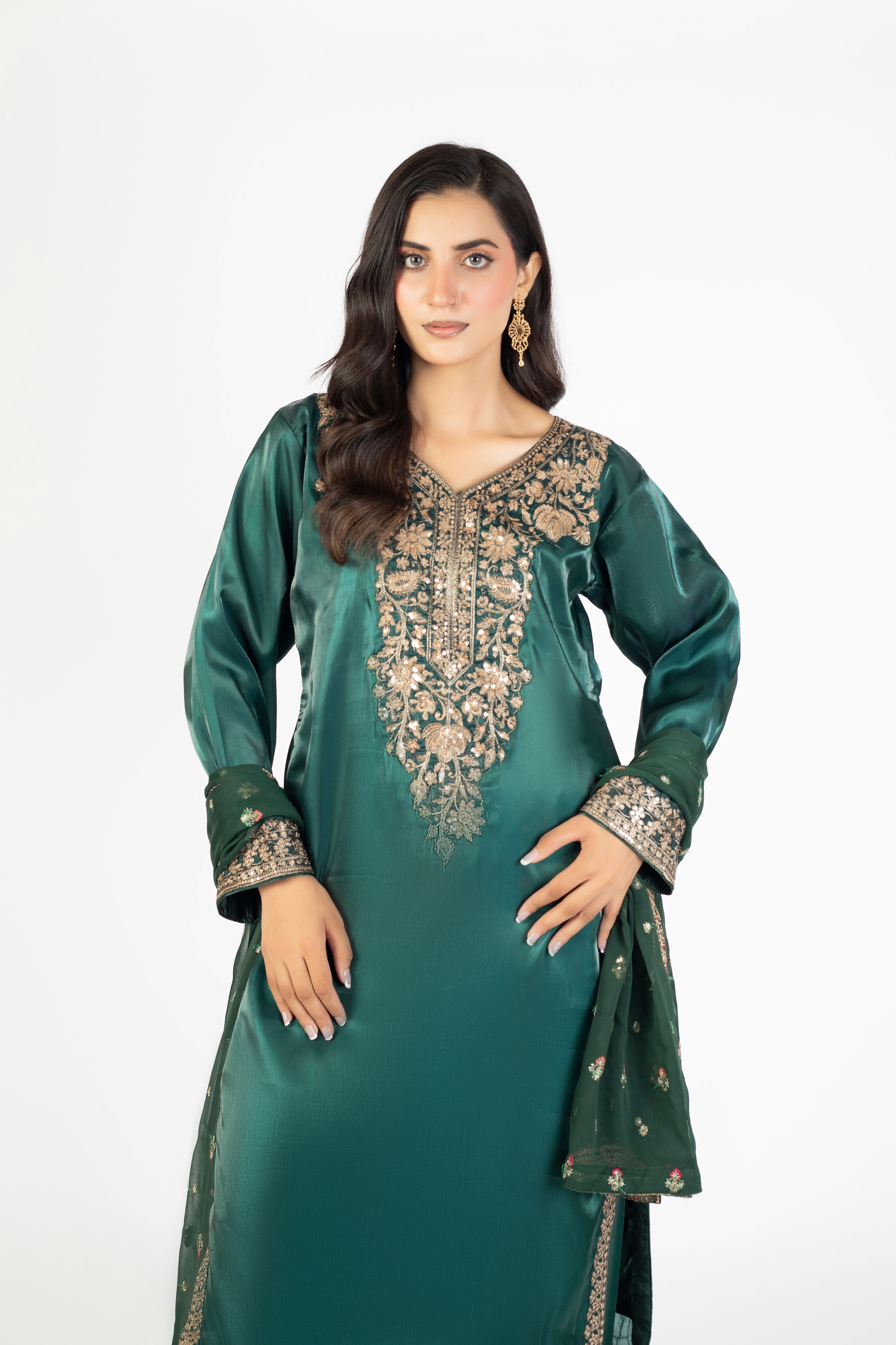 Elegant Bottle Green Pure Sheesha Silk - Image 1 thumbnail 5