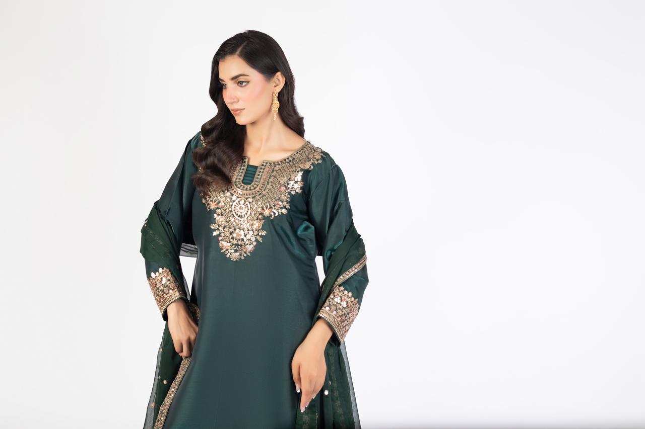 Deep Emerald Green Pure Sheesha Silk - Image 1 thumbnail 4