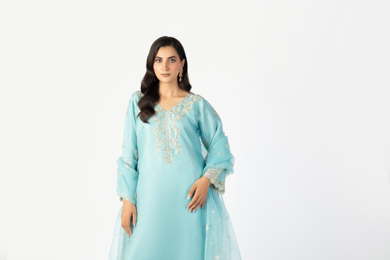 Sky Blue Pure Sheesha Silk - Image 1 thumbnail 4