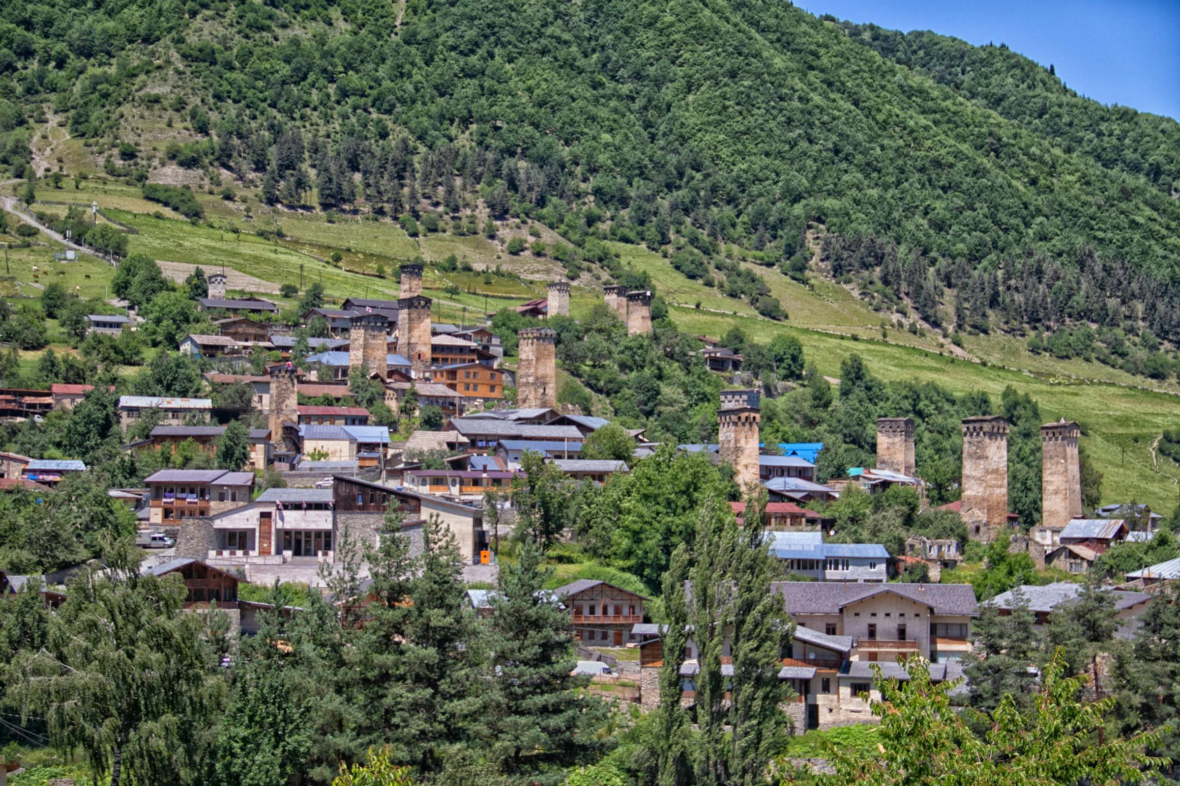 A small village in the middle of a mountain