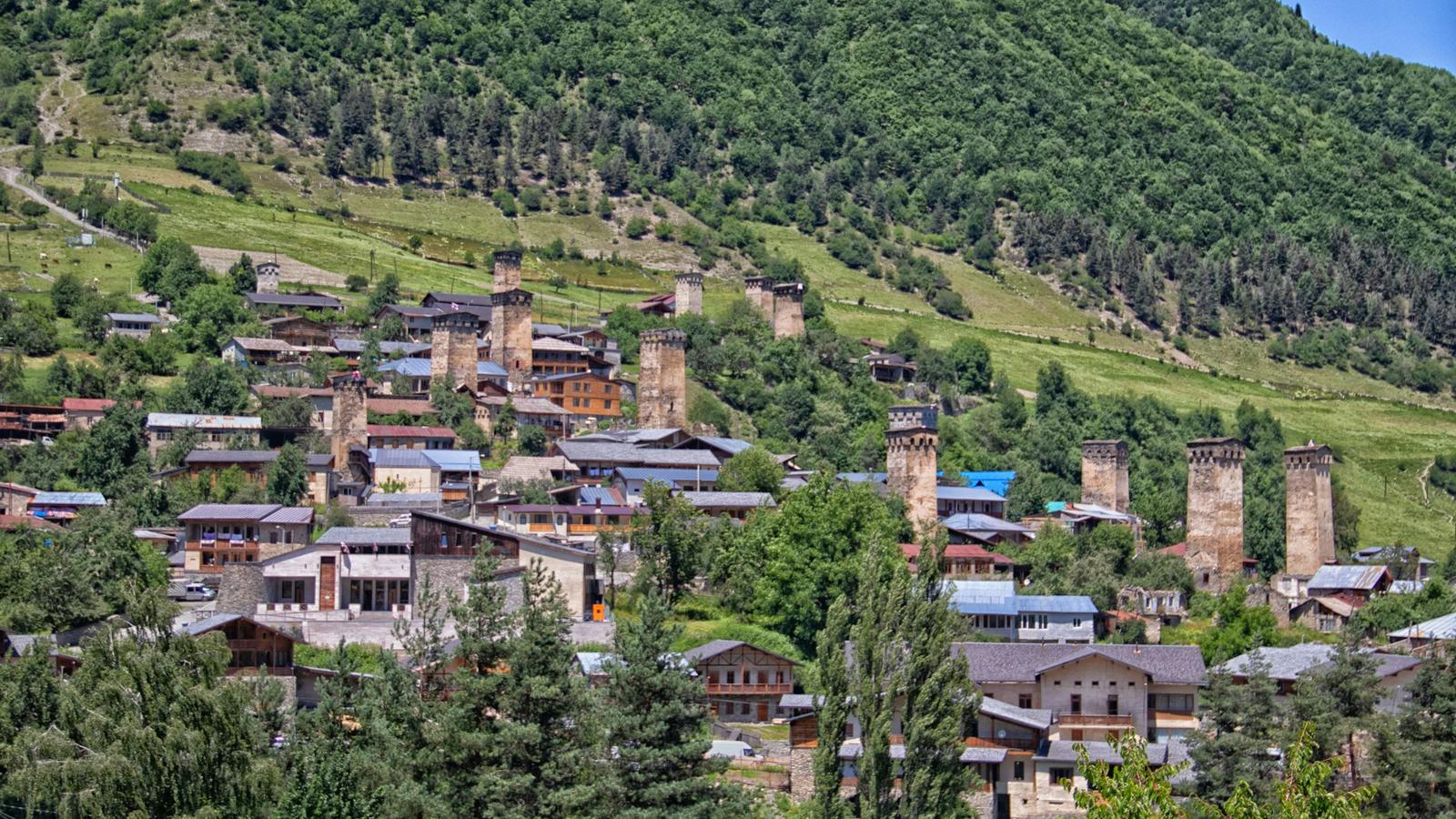 A small village in the middle of a mountain
