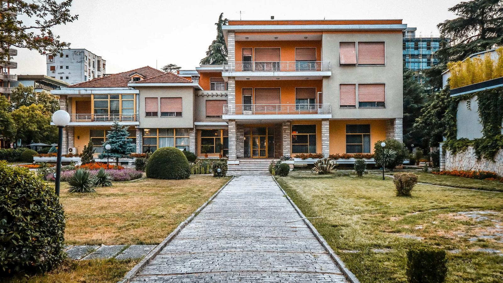 a walkway leading to a building