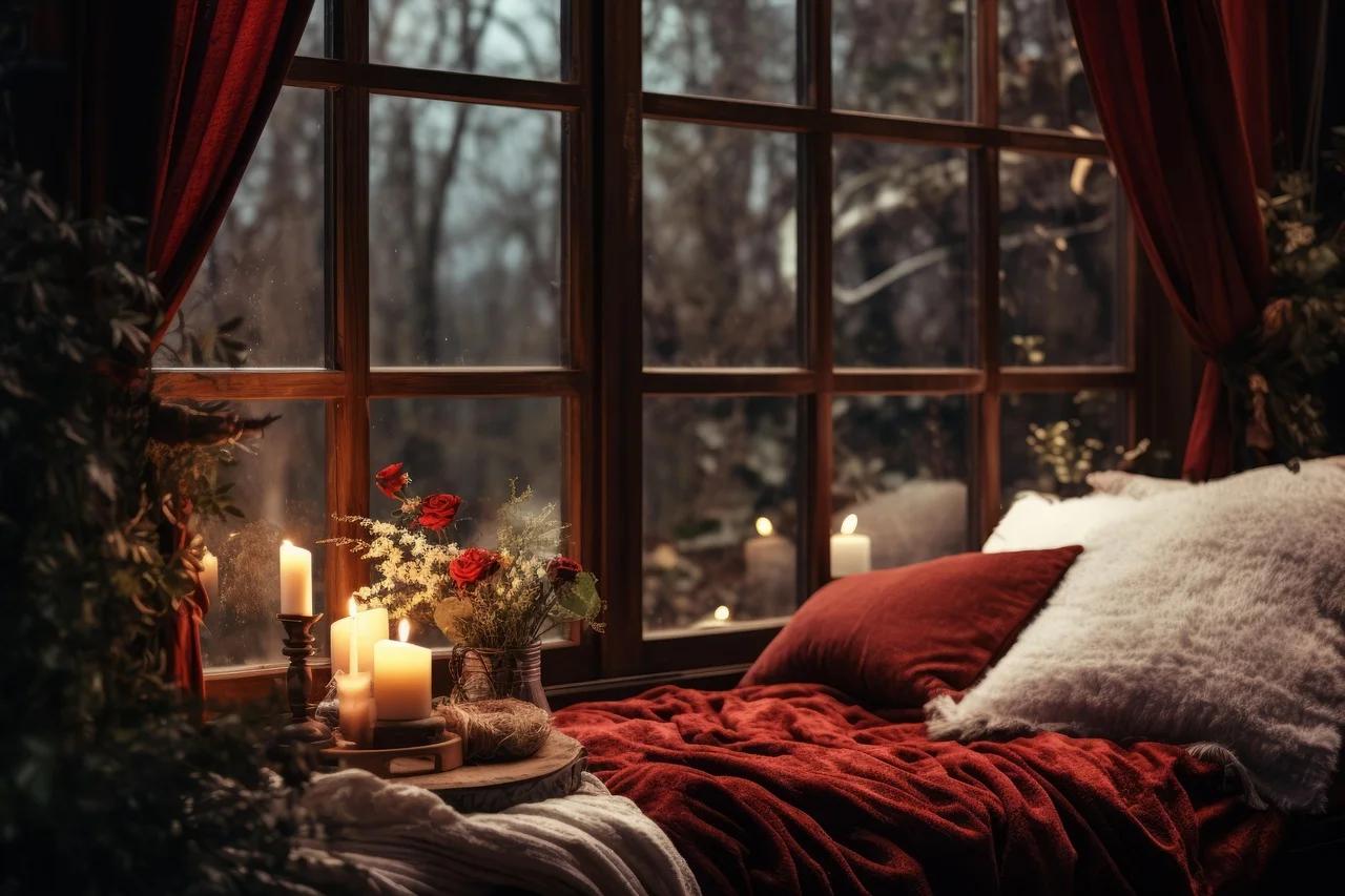 AI GeneratedWindow, Pillows, Candles image