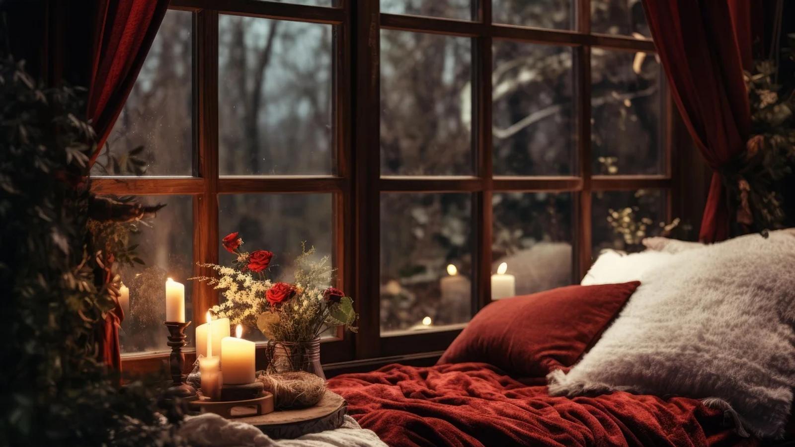 AI GeneratedWindow, Pillows, Candles image