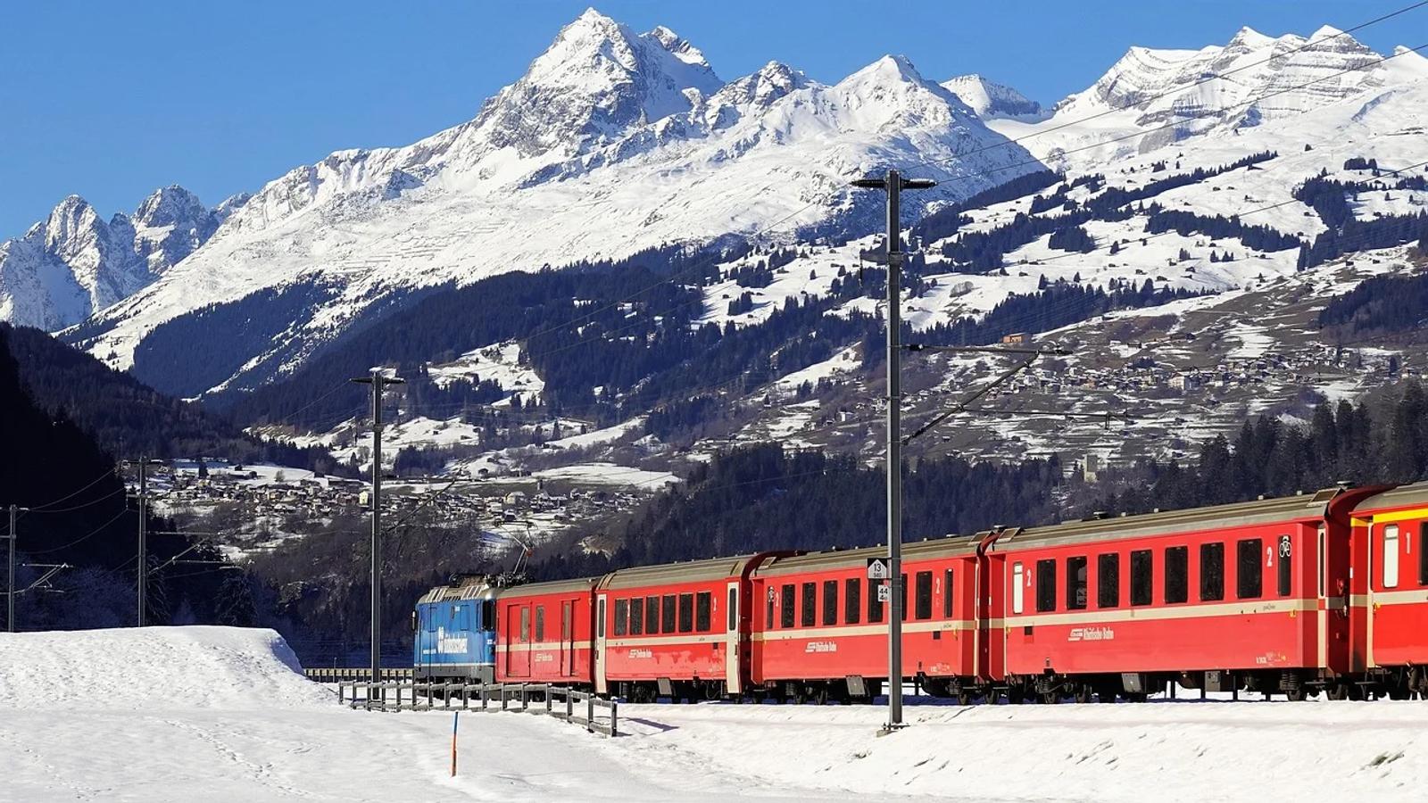 Mountains, Train, Snow image