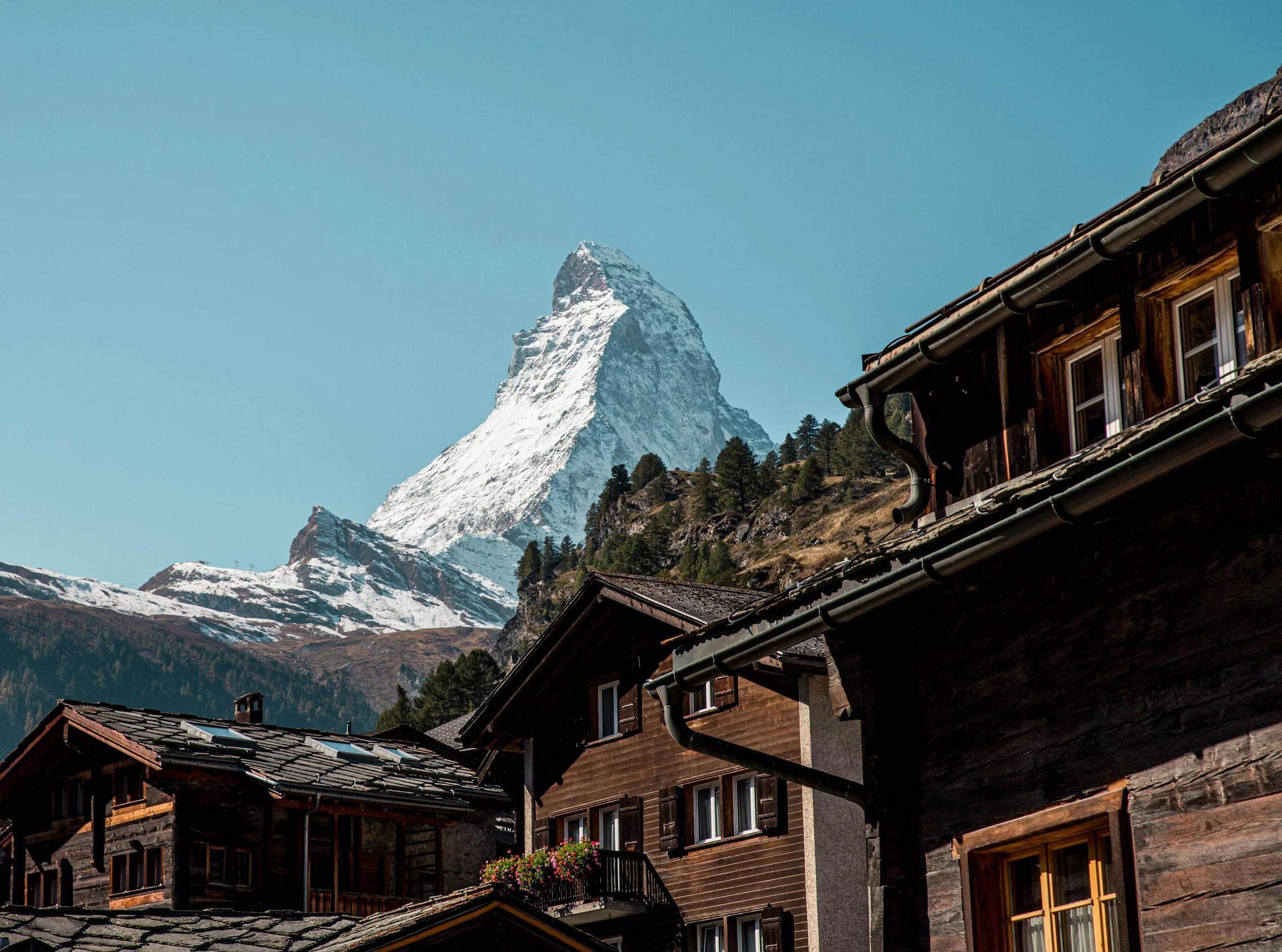Вид на вершину Маттерхорн из деревни Церматт