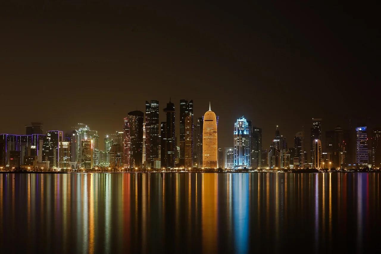 AI GeneratedQatar, Night, City royalty-free stock illustration