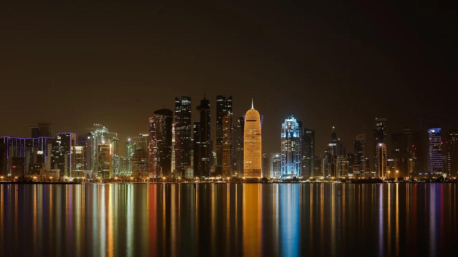 AI GeneratedQatar, Night, City royalty-free stock illustration