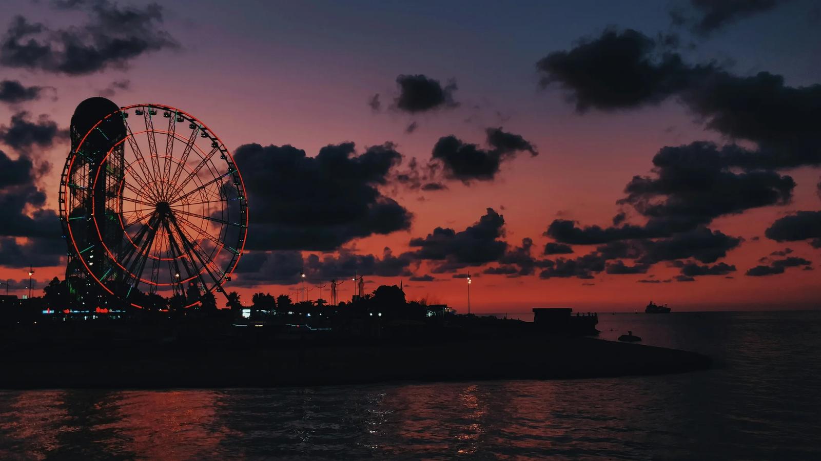 Ferris wheel during golden hour