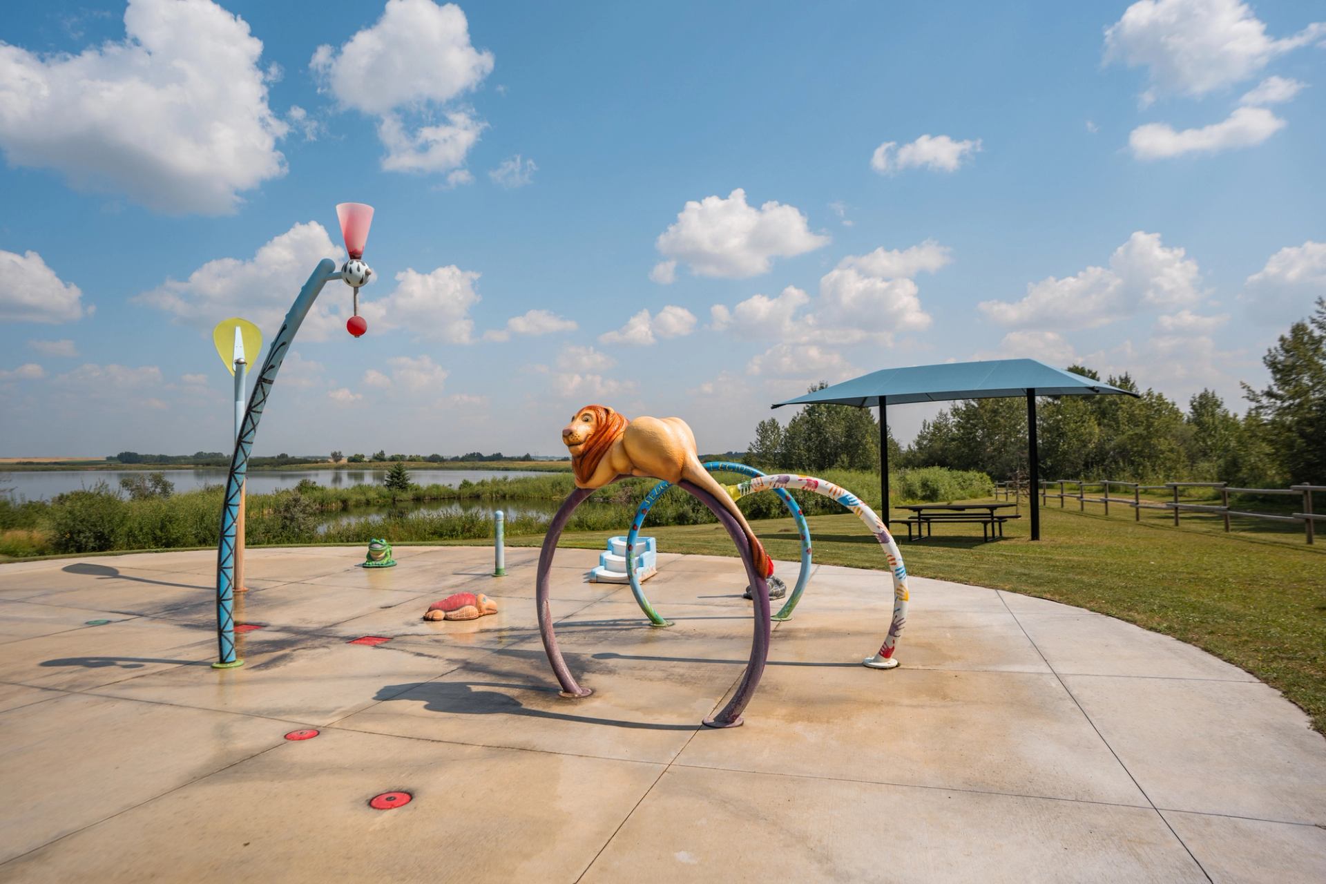 Spray park at Sedgewick Lake Park Campground.