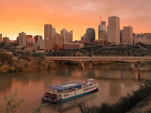 The Edmonton Riverboat at dusk.