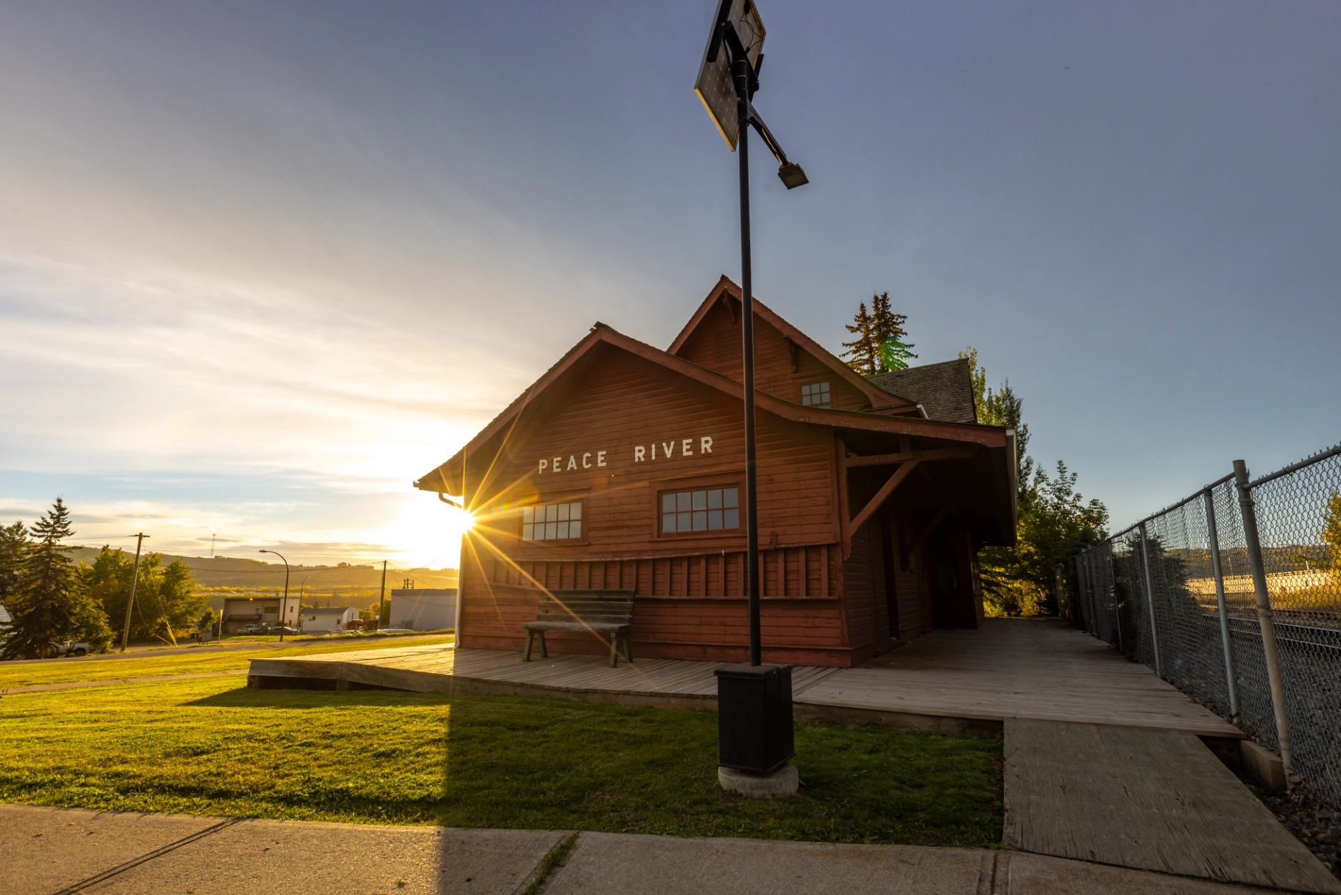 Exterior of Peace River Northern Alberta Railway Station.