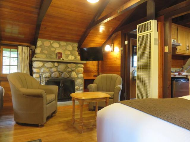 A cozy livingroom inside one of the Chalets.