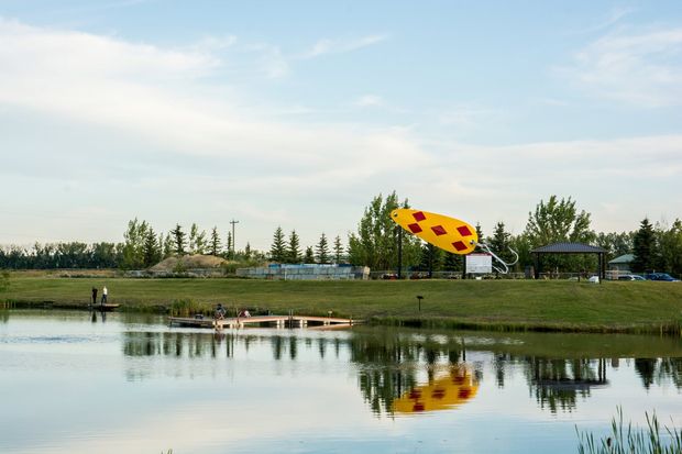 A wide shot of the lure sceen from across the pond.