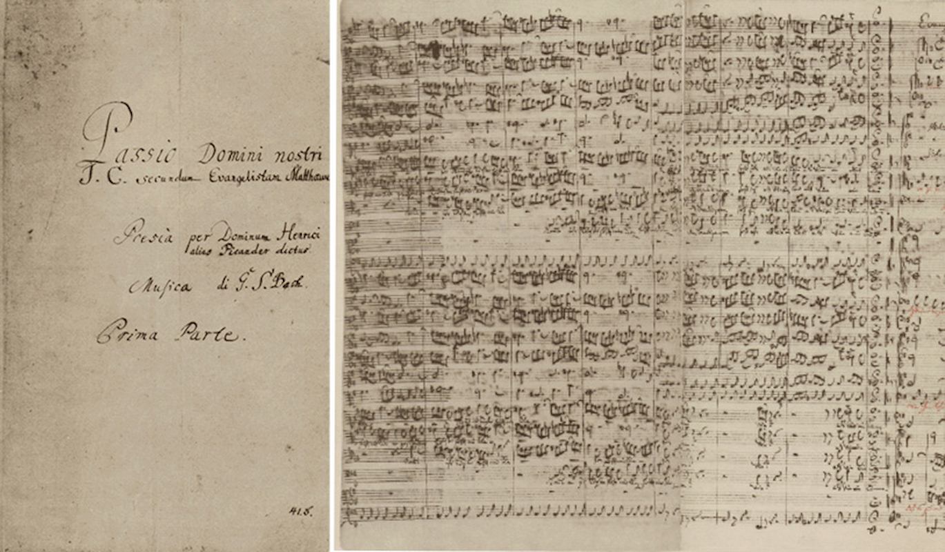 Handwritten music notes on aged paper, with Italian text on the left.