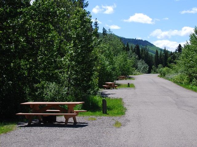 The road leading to the campsites