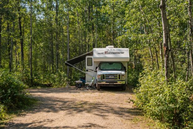 A campsite at Pembina River Campground.