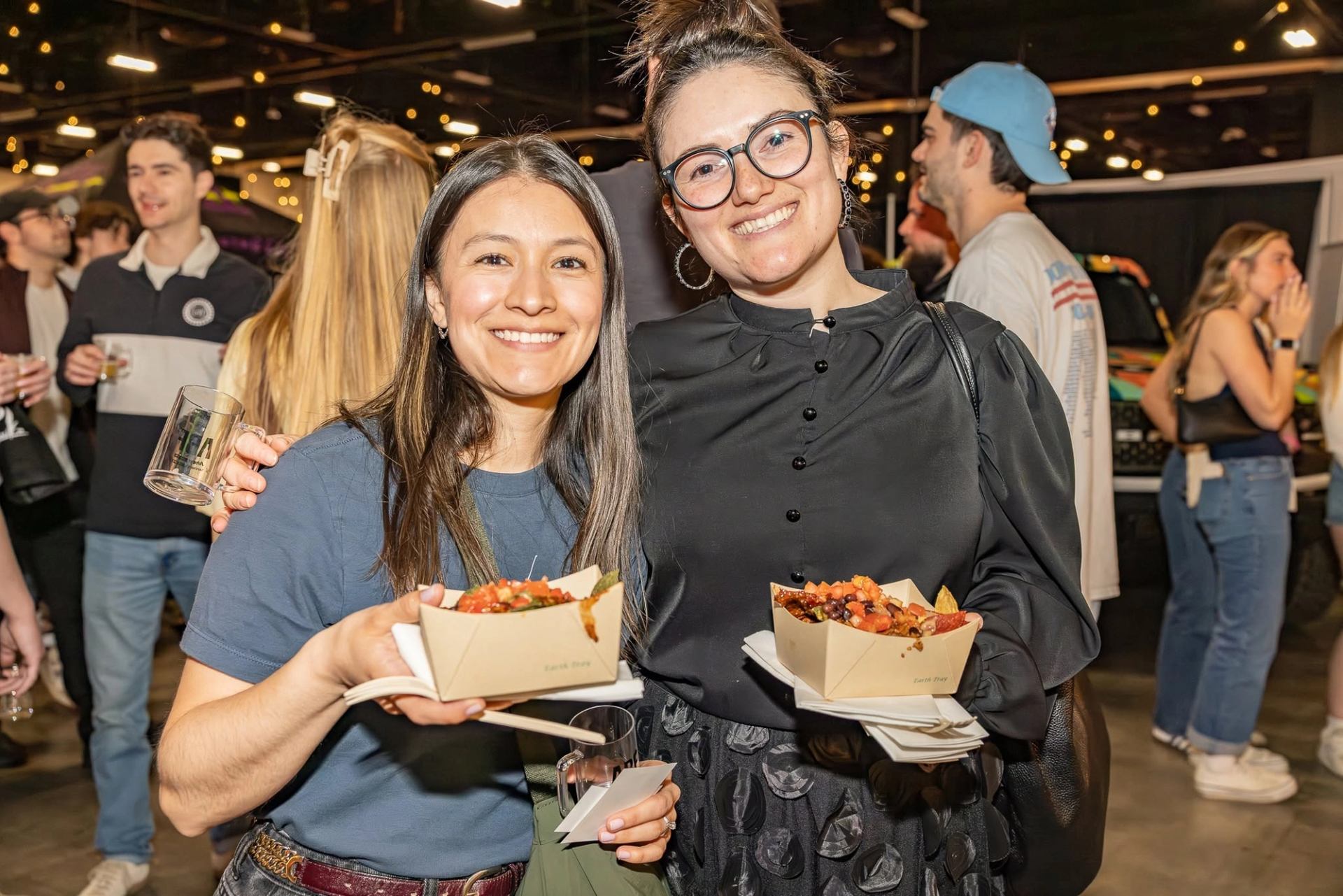 Beerfest participants enjoying food options 