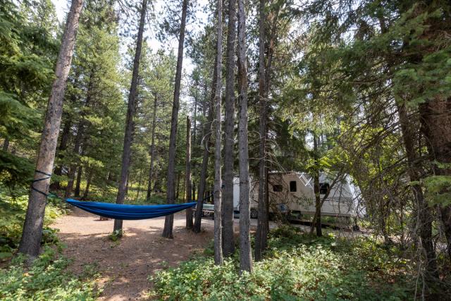 A RV campsite at Beaver Mines Lake Campground.