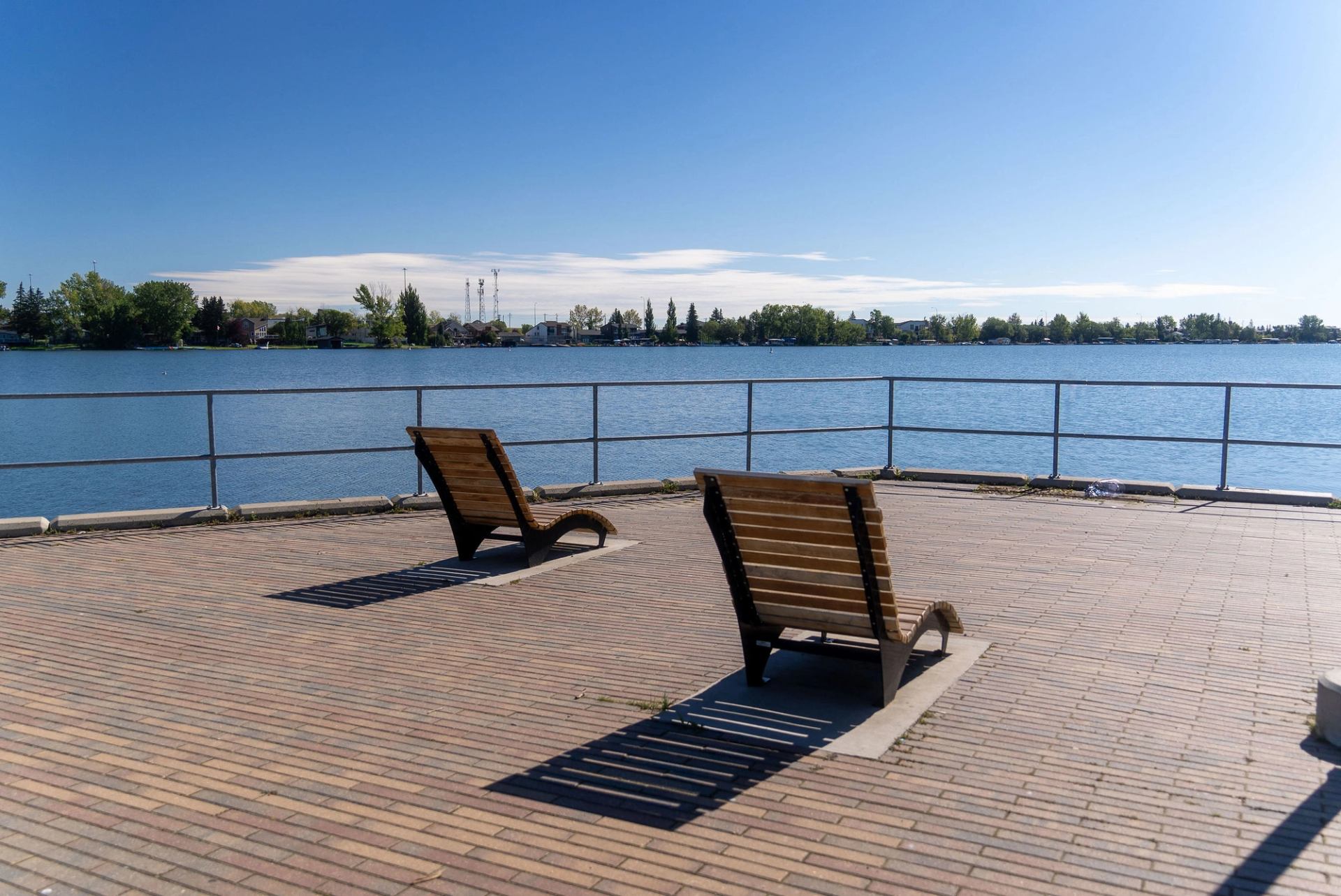 Benches on Chestermere Lake.