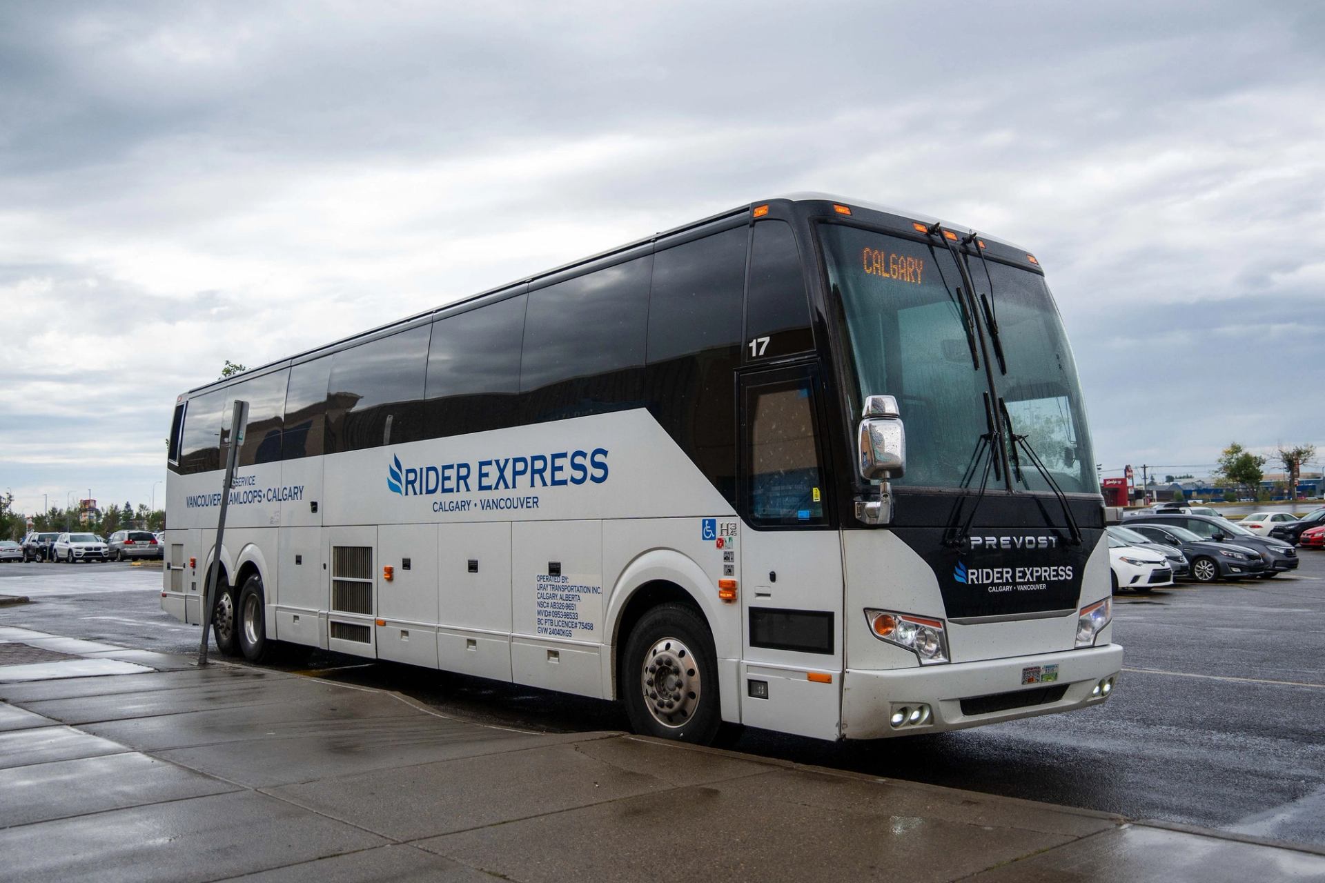 Exterior of the Rider Express bus.