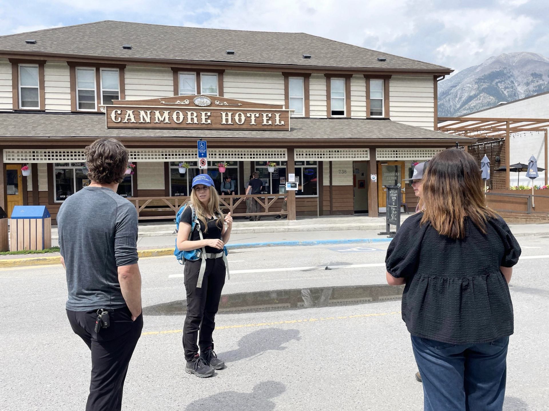 Heritage Hotel on Main Street of charming mountain town, Canmore, in the Canadian Rockies