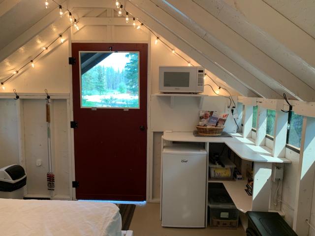 Interior of a cabin at Zama City Campground.