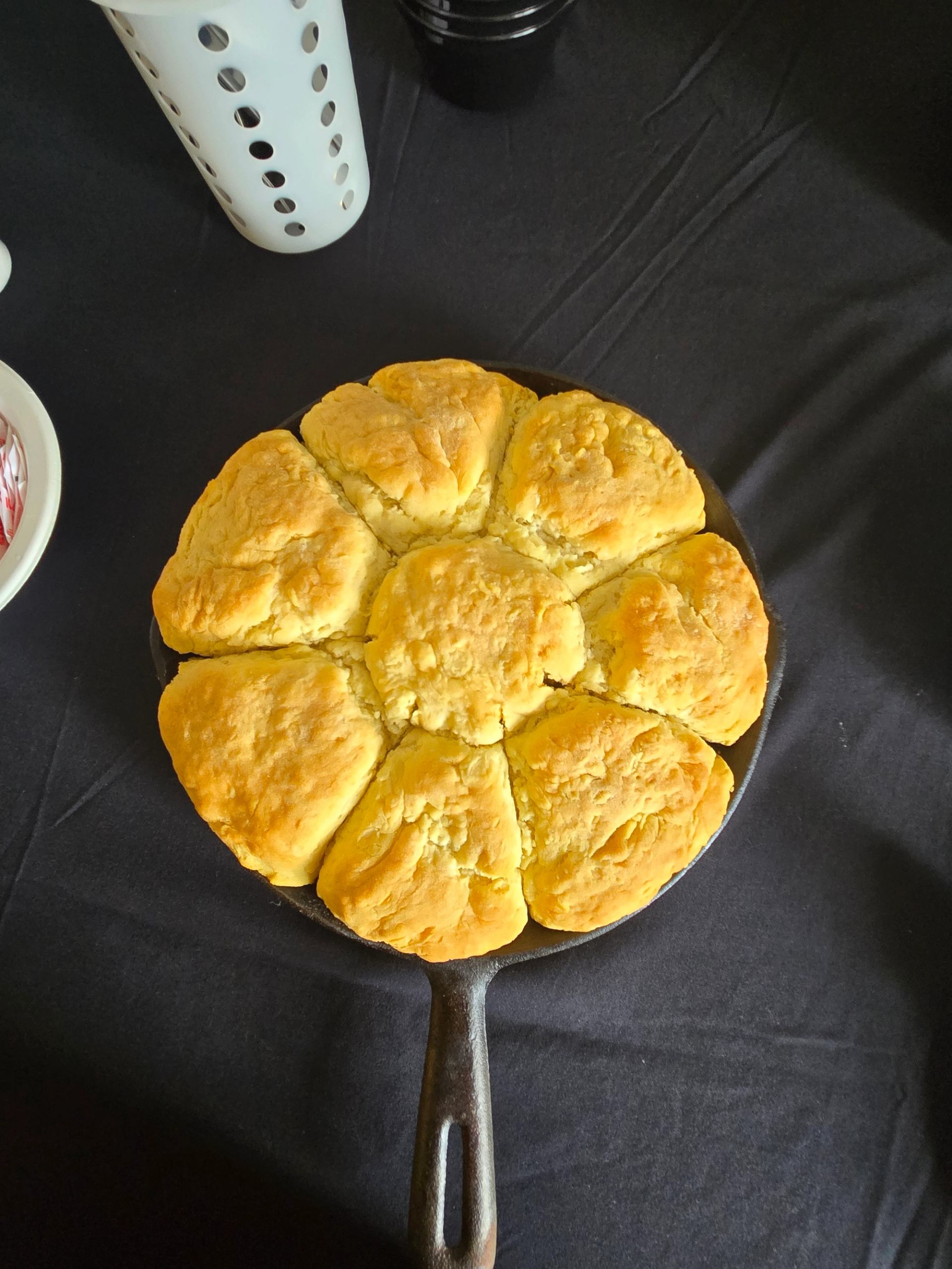 Part of lunch is Baked Bannock, made fresh and served with stew and in season berries
