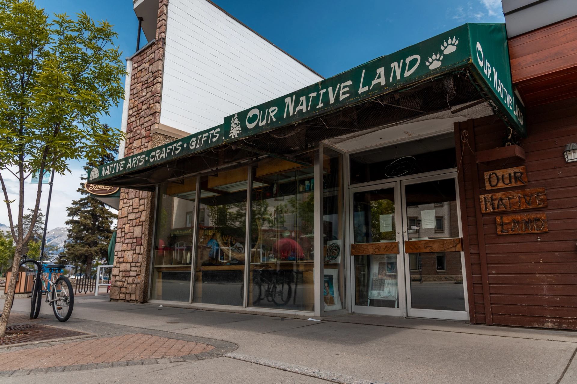 Storefront of Our Native Land with native arts, crafts, and gifts.