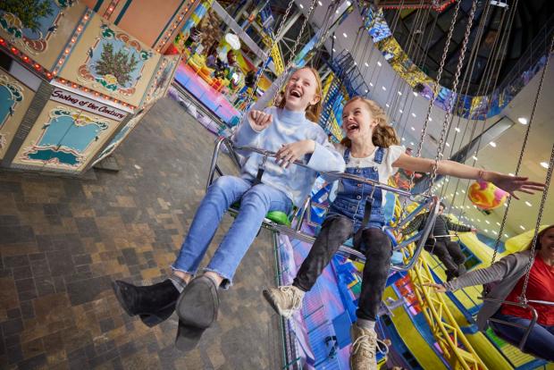 Kids enjoying the rides at Galaxy Land at West Edmonton Mall.