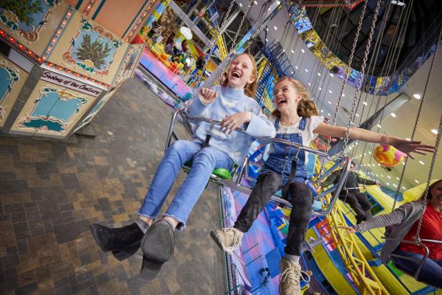 Kids enjoying the rides at Galaxy Land at West Edmonton Mall.